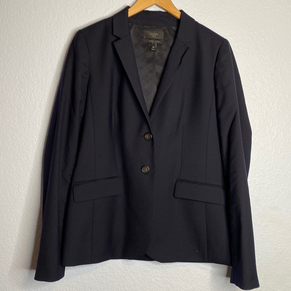 J Crew 1035 wool jacket blazer dark navy size 12 tall